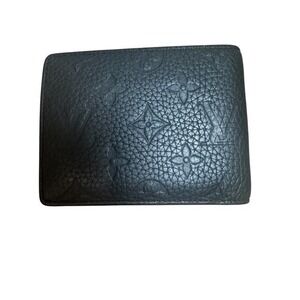 Louis Vuitton Black Leather Multiple Wallet Bifold Monogram Embossed
